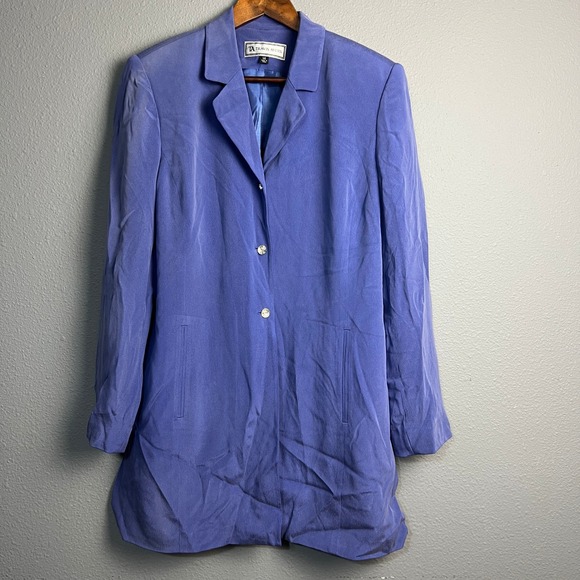 Travis Ayers Silk Blend Blazer Jacket Size 14 Purple Rhinestone Button Career - Picture 1 of 15